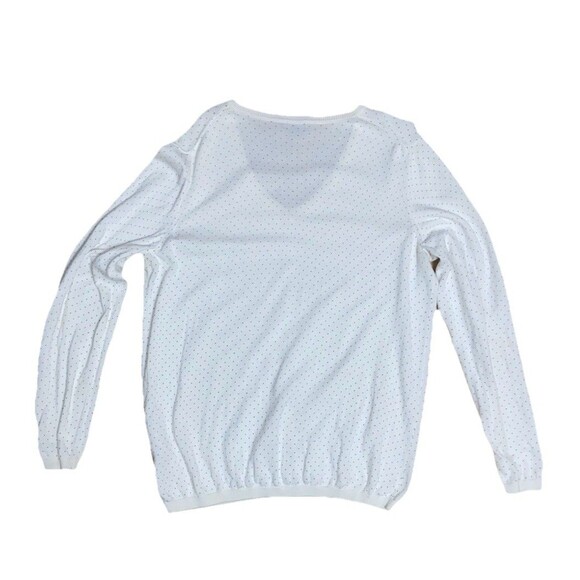 TOMMY HILFIGER WOMENS LIGHT SWEATER PULLOVER V-NECK POLKA DOT OFF WHITE SIZE L - Picture 5 of 6